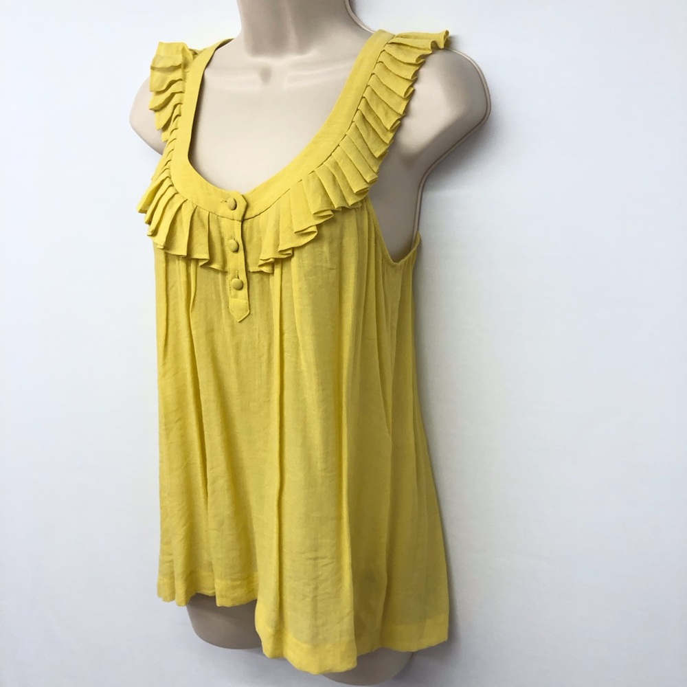 Sine Yellow Ruffle Racerback Top - Picture 3 of 16